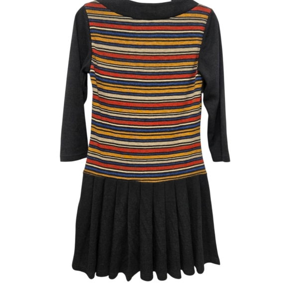 Yumi London Mod Stripe Knit Pleated Mini Sweater Dress Size 6 With 3/4 Sleeves - Picture 11 of 14
